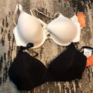 Black and white bra. Lightly lined